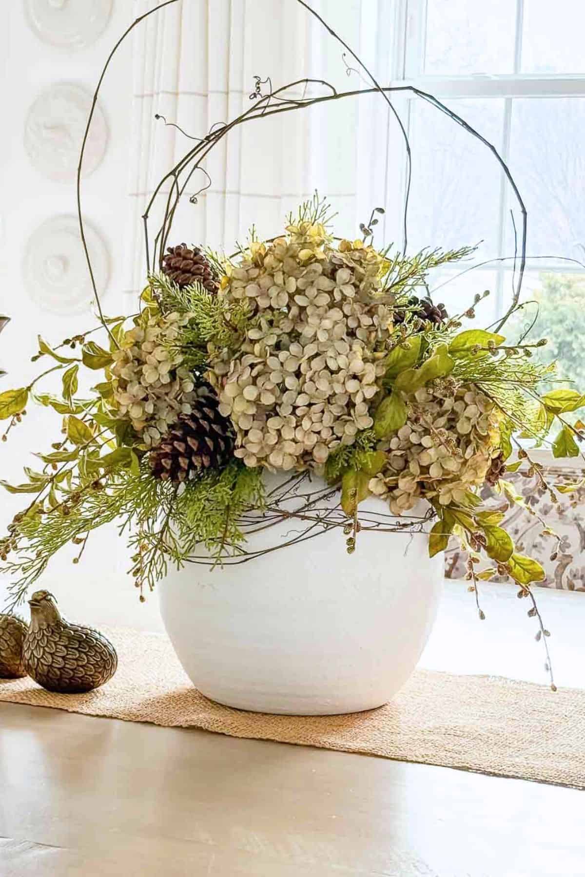 natural greens in a large white container on a table